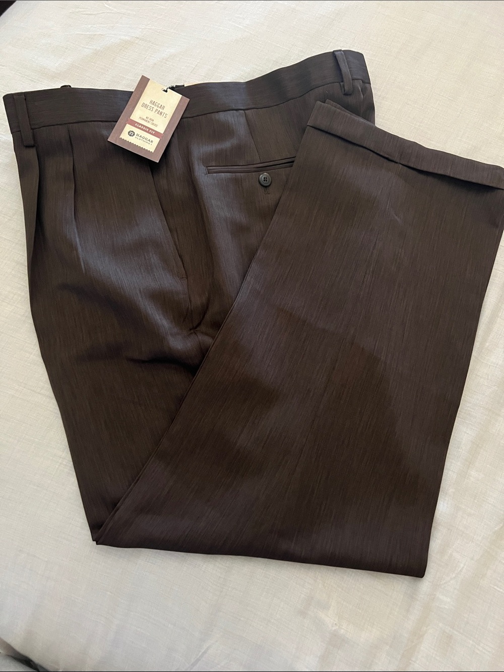 NWT Men's Haggar Dress Pants Pleated Brown 40x30